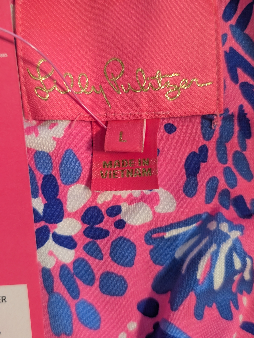 NWT Lilly Pulitzer Pink Dress with Blue Floral/ Nautical Print Size Lrg - Picture 2 of 10